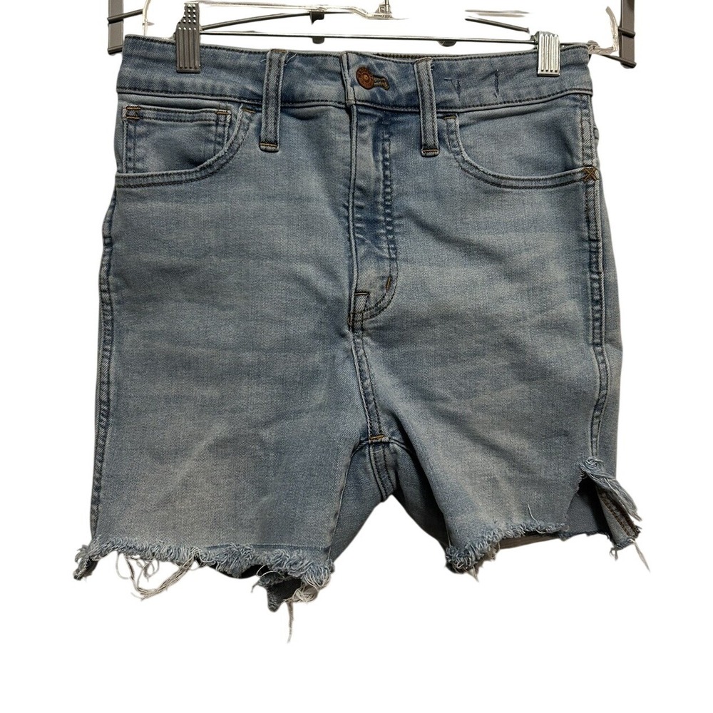 Madewell Curvy Roadtripper Denim Shorts Womens 26 High Rise Light‎ Wash Raw Hem